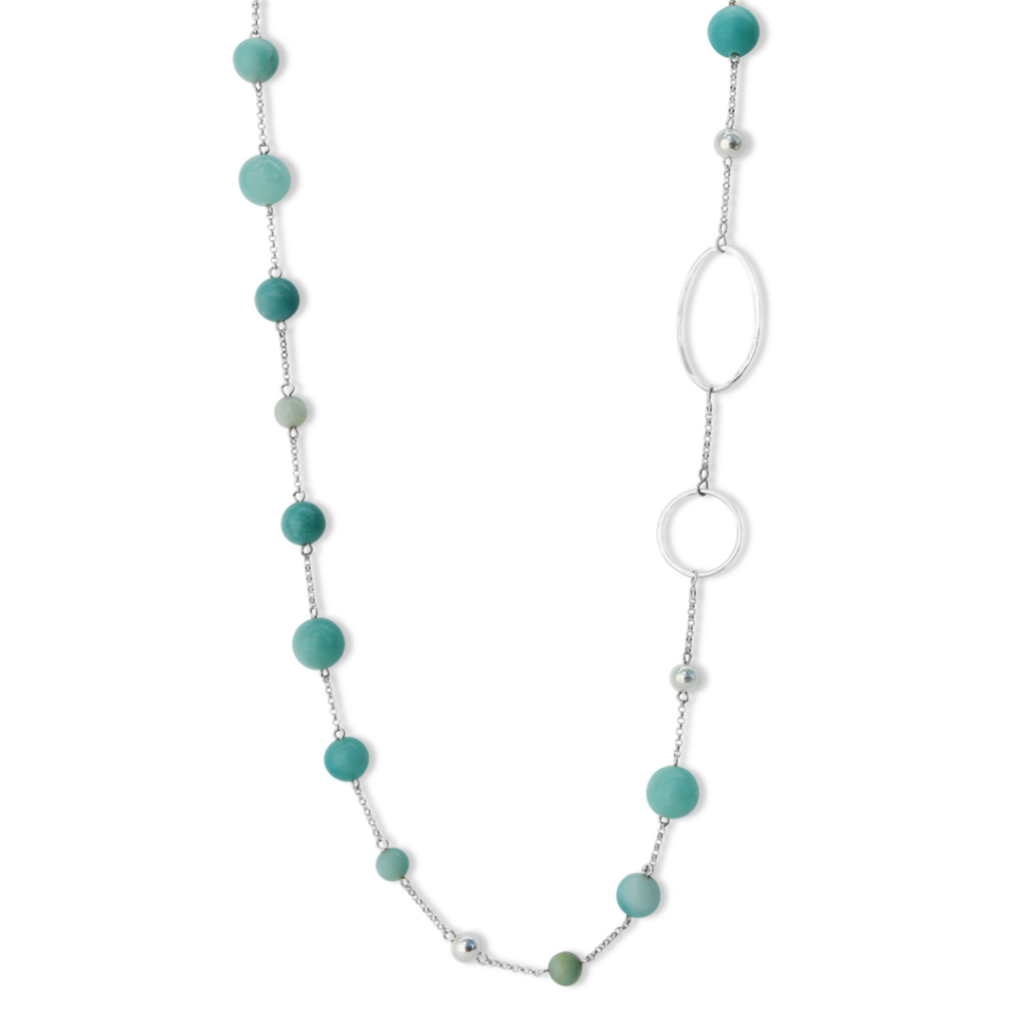 La Pierre Stg Amazonite Bead 85cm Necklace