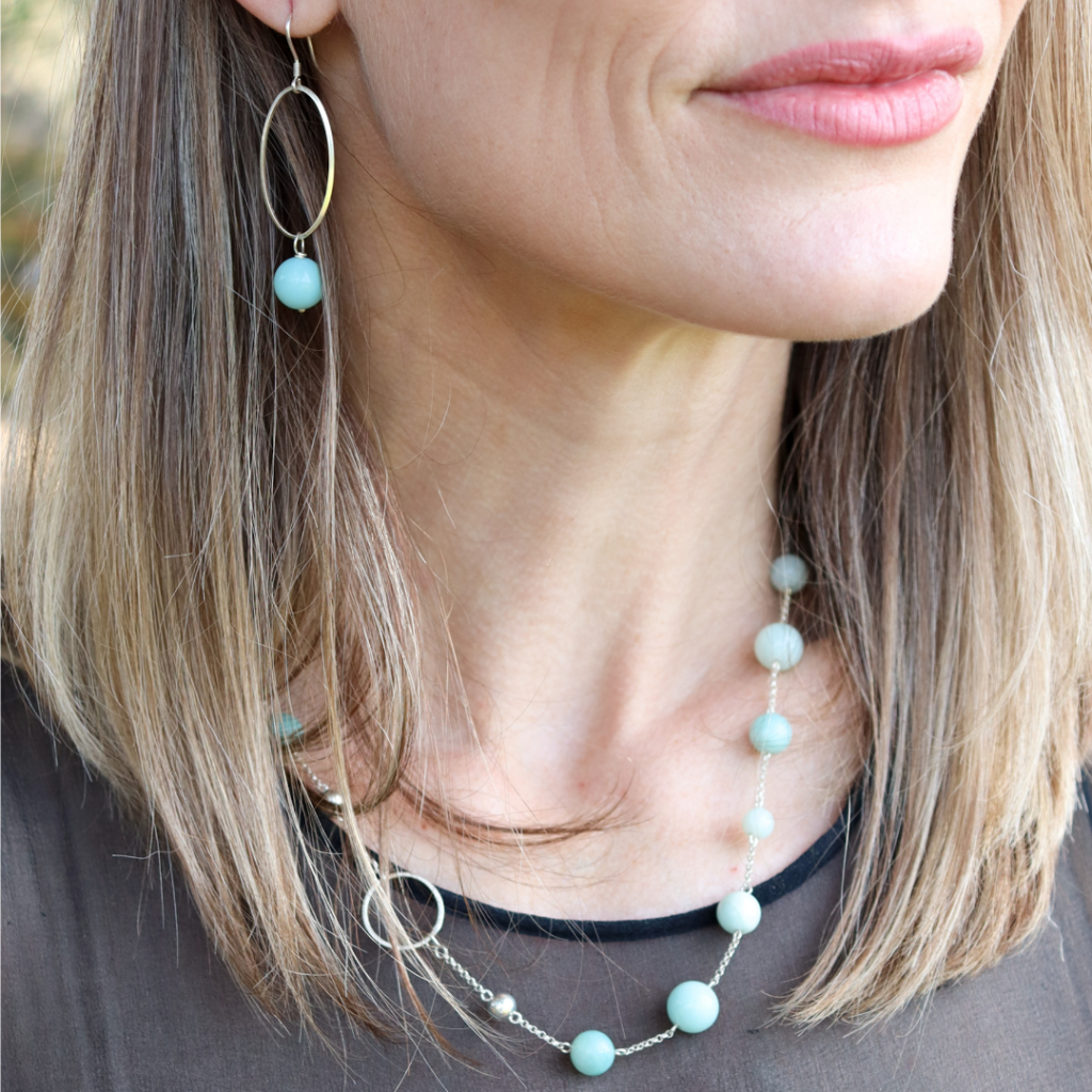 La pierre stg amazonite bead 50cm necklace