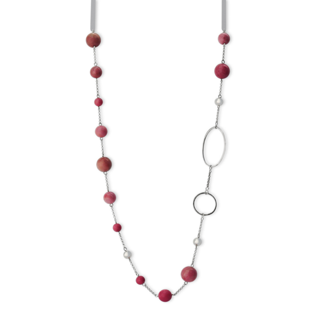 510032 la pierre stg pink rhodochrosite long necklace