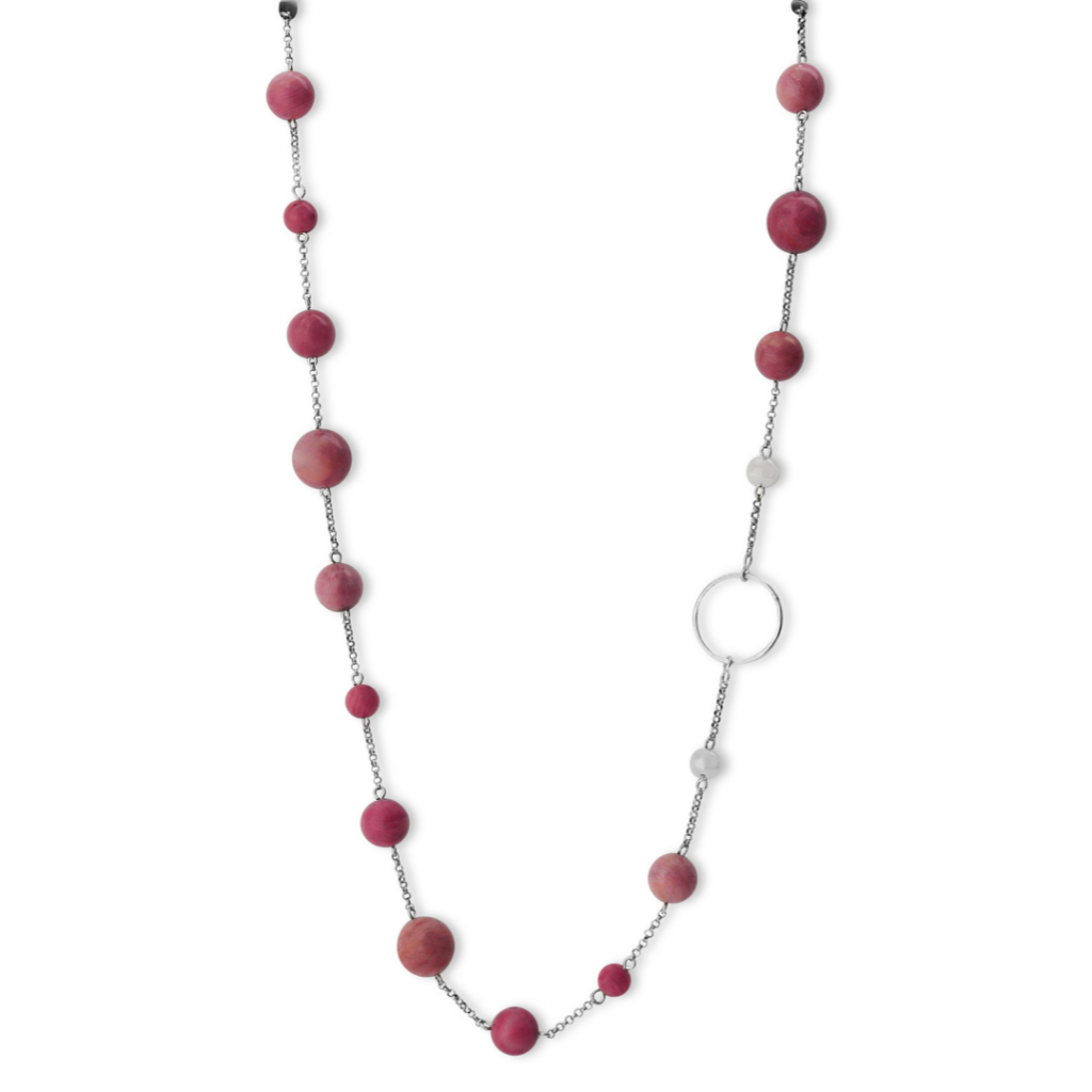 510033 la pierre stg pink rhodochrosite short necklace