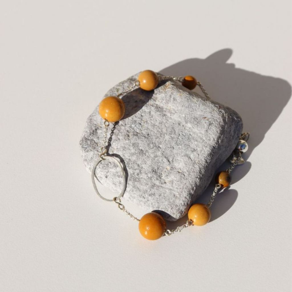 La pierre stg mustard mookaite bead bracelet