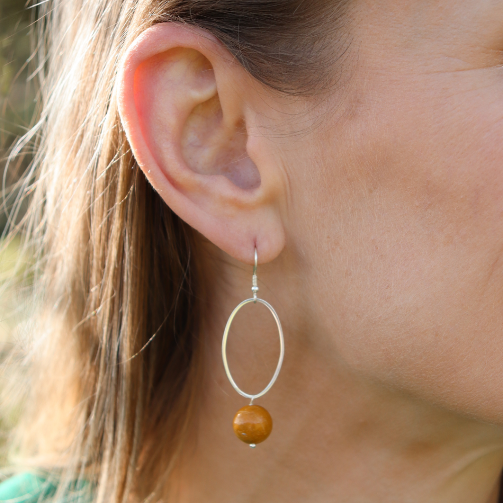 La pierre stg mustard mookaite drop earrings