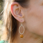 Load image into Gallery viewer, La Pierre Stg Mustard Mookaite Drop Earrings
