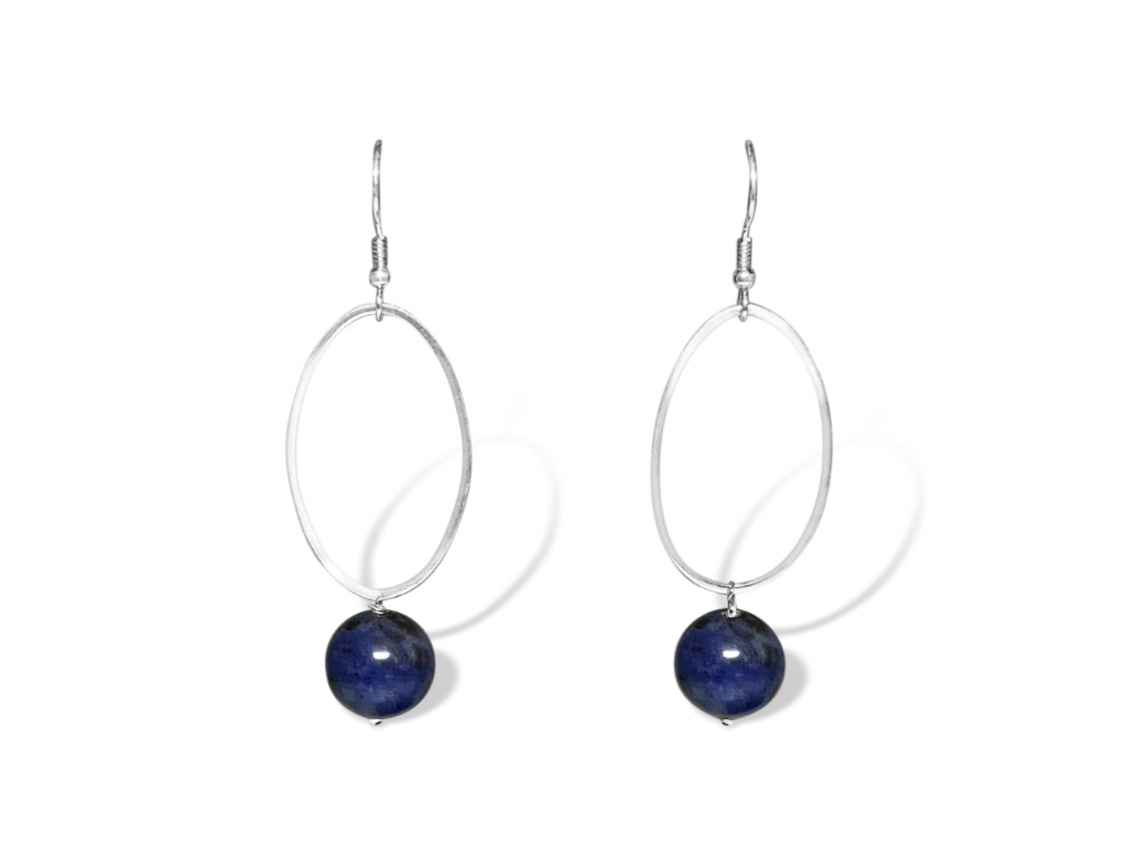 La Pierre Stg Blue Vein Drop Earrings