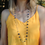 Load image into Gallery viewer, La Pierre Stg Blue Vein Bead 85cm Necklace
