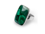 Load image into Gallery viewer, La Stele Stg Green Malachite Rectangle Ring
