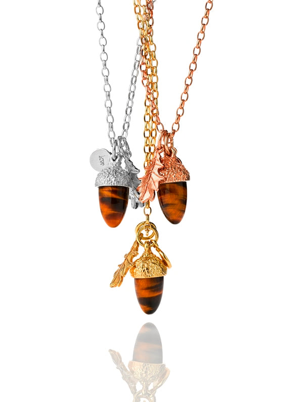 Karen walker stg tigers eye acorn and leaf pendant