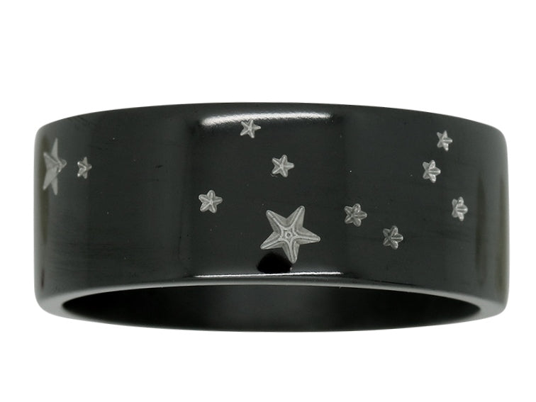 Constellation aquarius black ziro ring zirconium