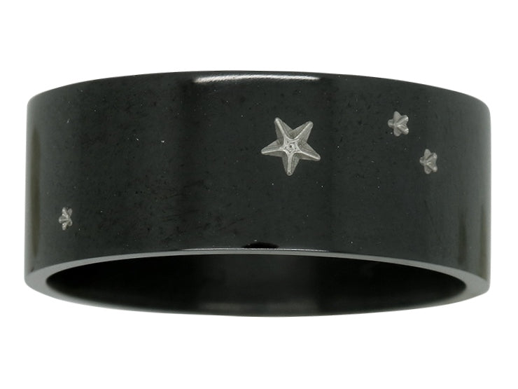 Constellation aries black ziro ring zirconium