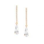 Load image into Gallery viewer, Ellani Stg Rose Gold Plated CZ Long Teardrop Earrings
