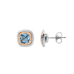 Load image into Gallery viewer, Ellani Stg CZ Blue Spinel Halo Stud Earrings
