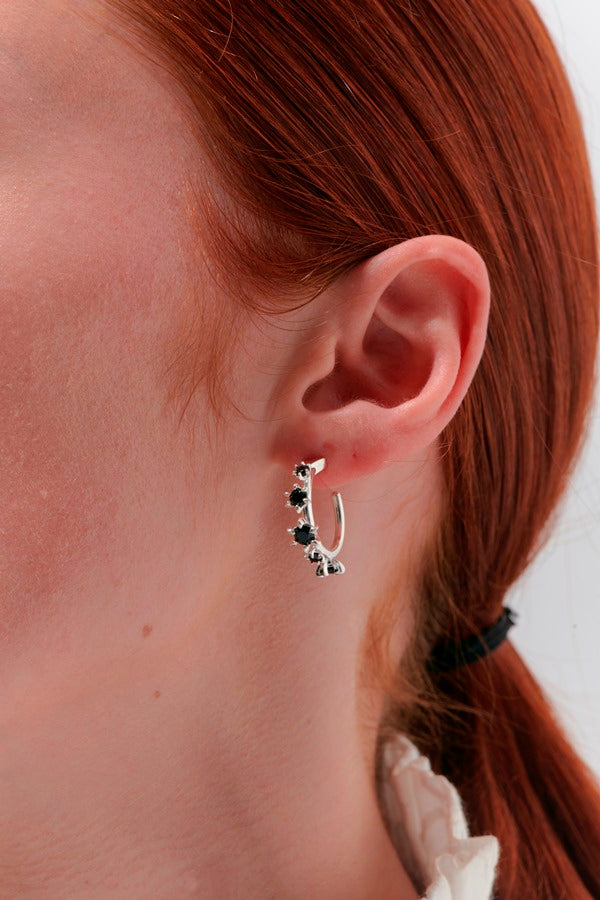 Karen Walker Stg Onyx Baroque Earrings