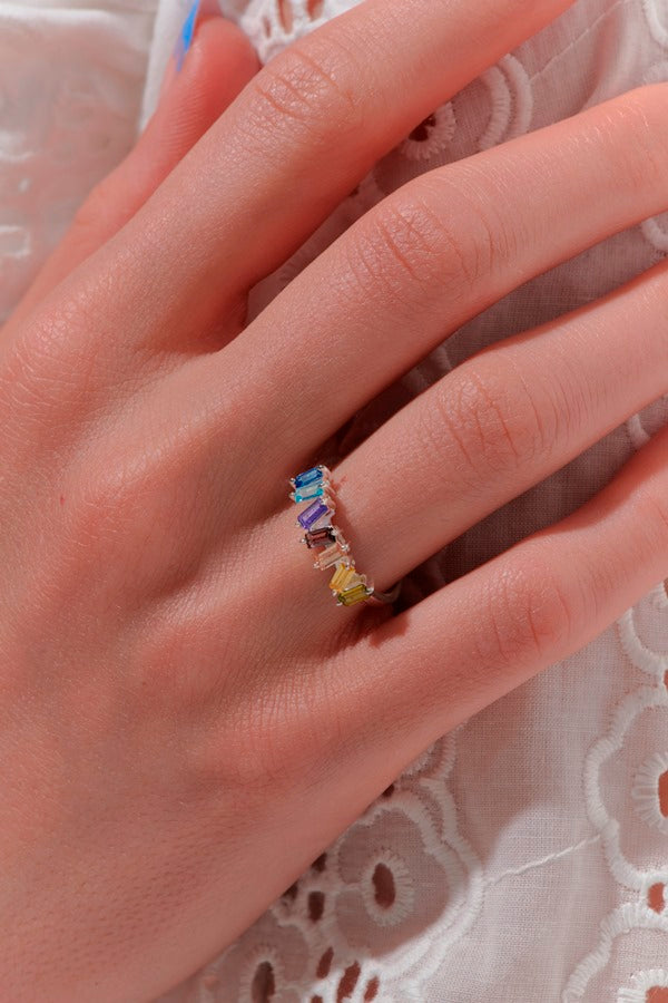 Karen Walker Stg Multi Baguette CZ Cubist Ring