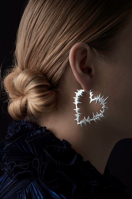 Karen walker stg electric heart hoop earrings