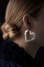 Load image into Gallery viewer, Karen Walker Stg Electric Heart Hoop Earrings
