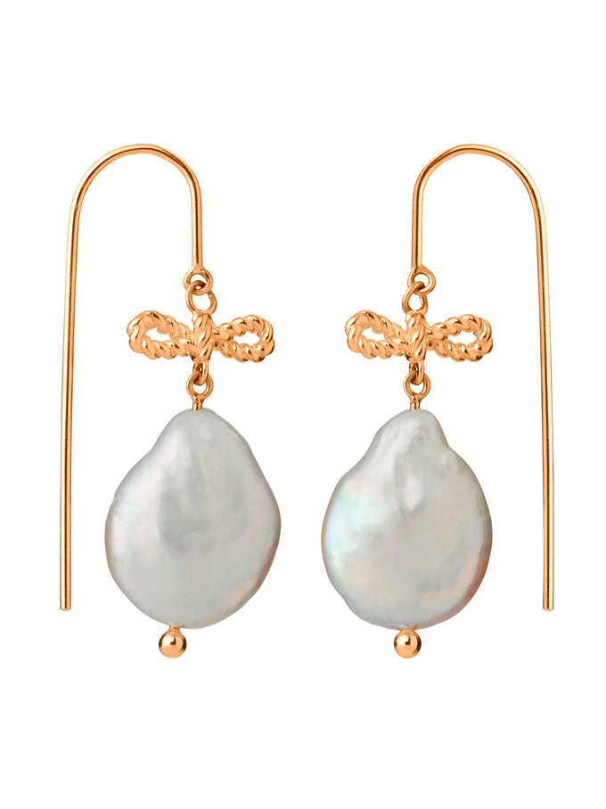 Karen walker stg love drop pearl knot earrings