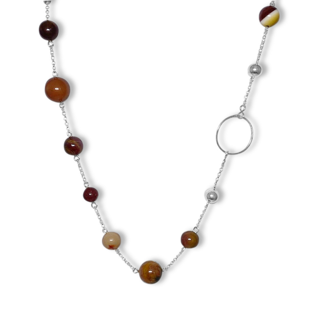 La Pierre Cinnamon Mookaite Bead 50cm Necklace