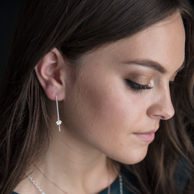 Stow Sterling Silver Lotus Thread Earrings
