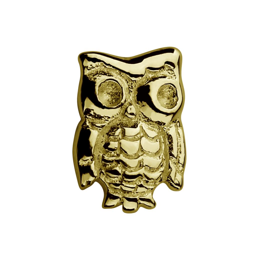 S001175 stow locket charm owl charm 9ct yellow gold