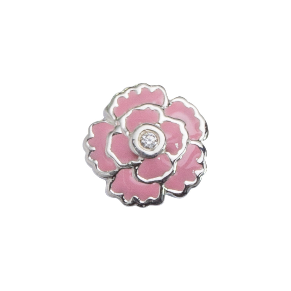 Stow Stg Enamel Carnation Flower Charm