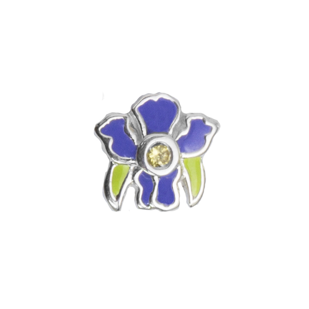 Stow Stg Enamel Iris Flower Charm