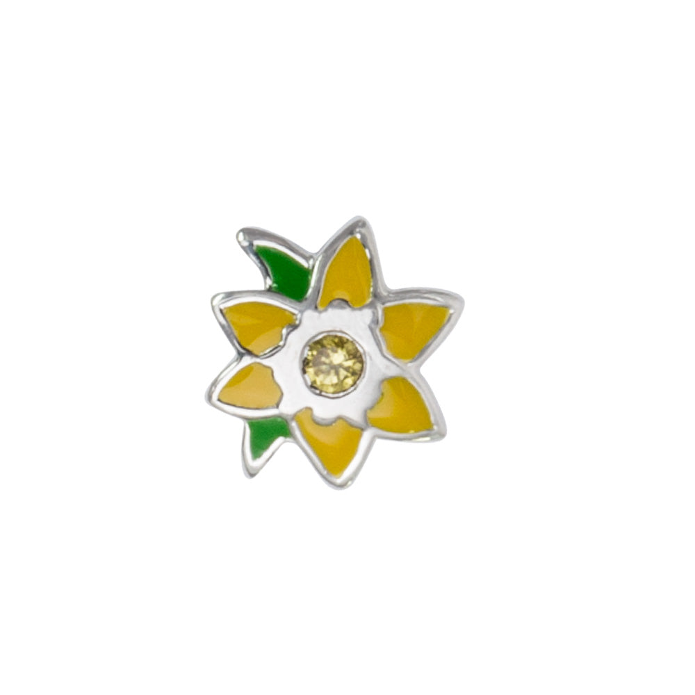 Stow Stg Enamel Daffodil Flower Charm