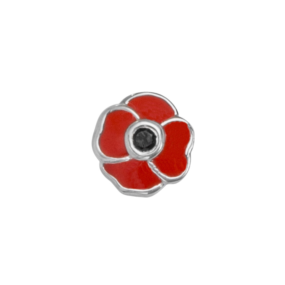 Stow Stg Enamel Poppy Flower Charm