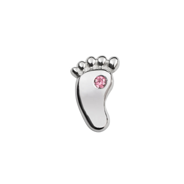 Stow Stg CZ Footprint Charm - Pink