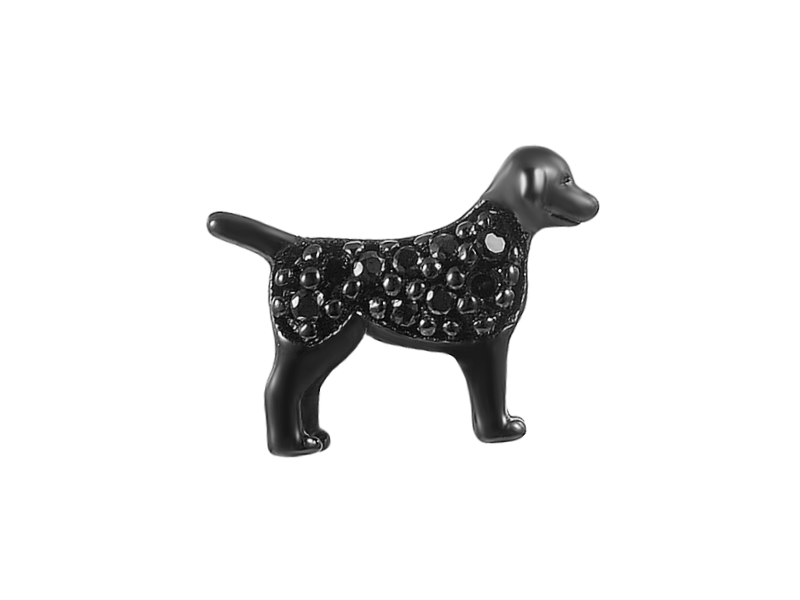 Stow Black Rhodium Spinel Dog Charm