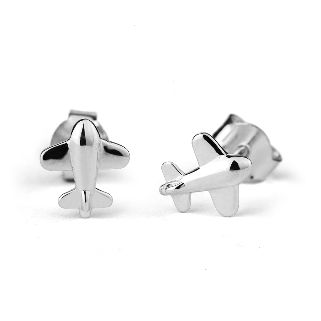 Stow Sterling Silver Aeroplane Earrings