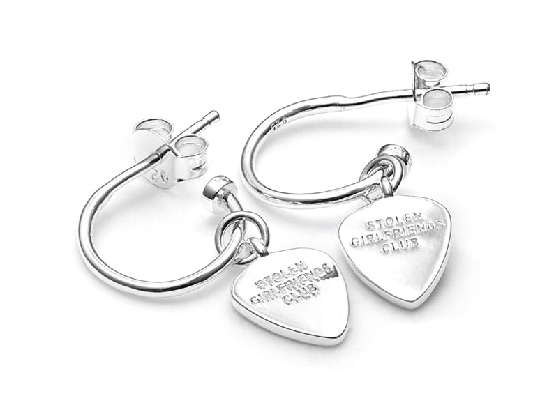 Stolen girlfriends club sterling silver guitar pic anchor earrings
