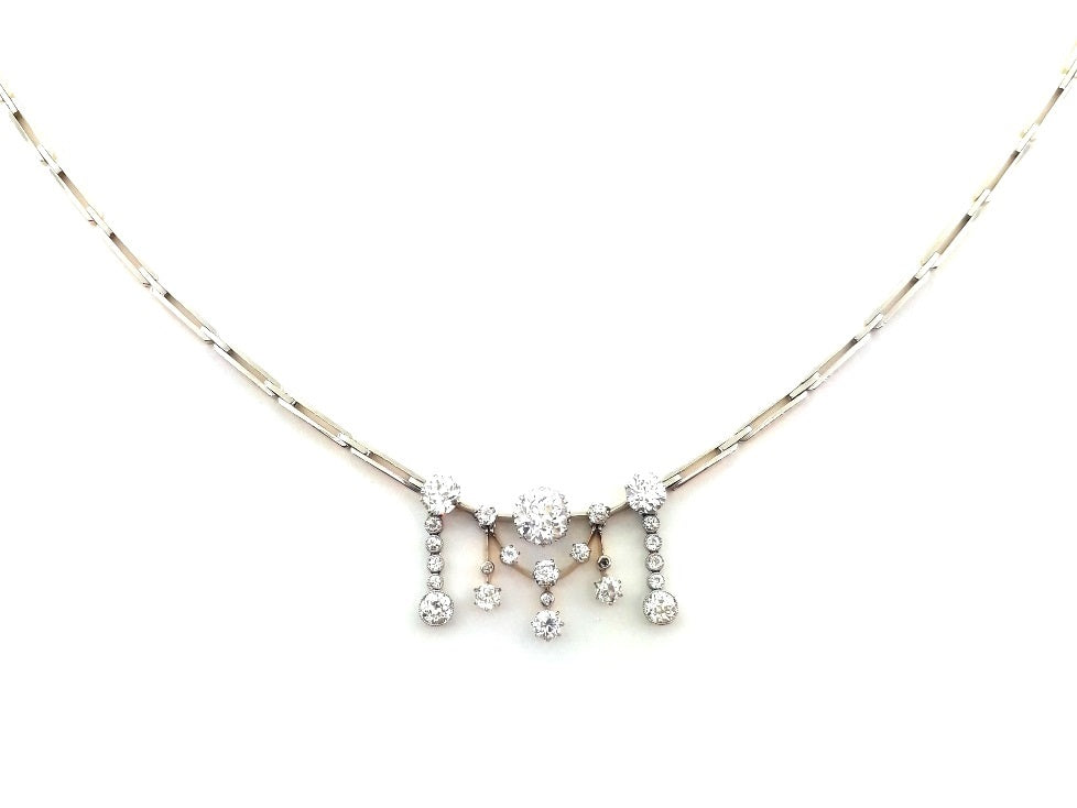 18ct Two Tone Diamond Necklace TDW 6.61ct