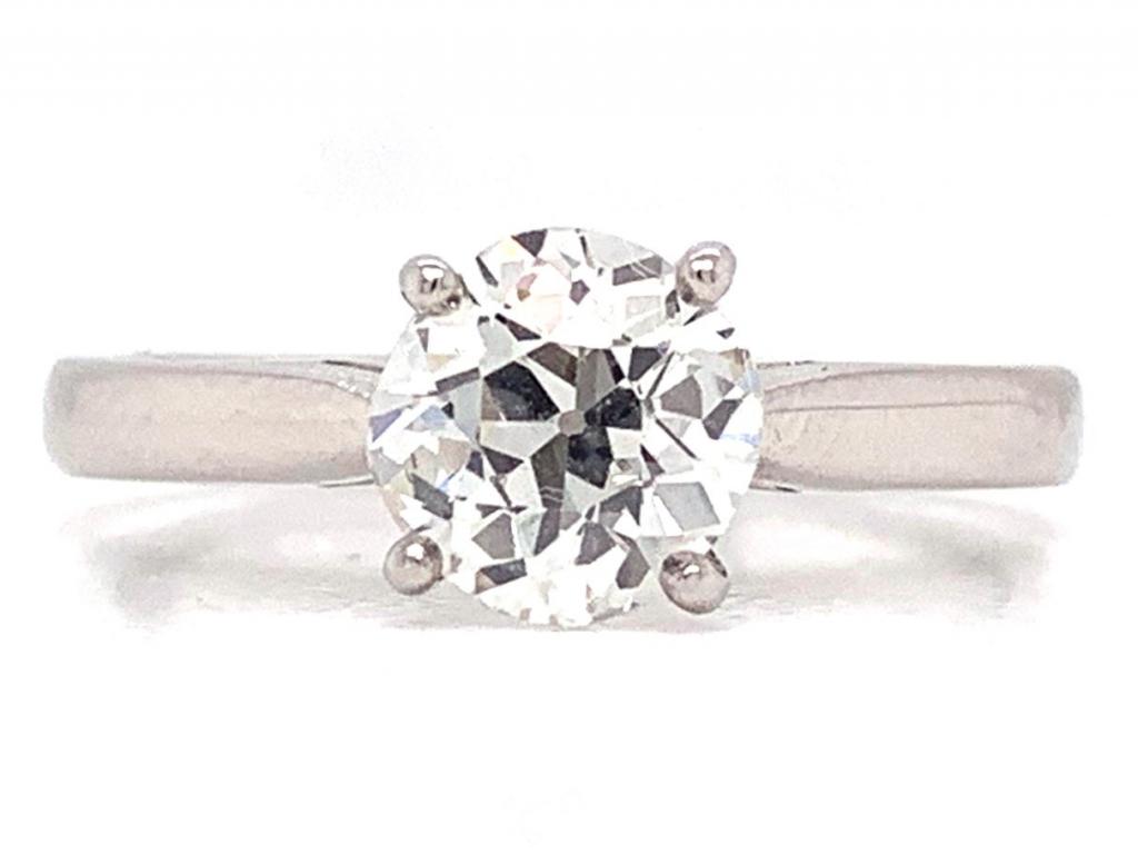 X1481 platinum old cut diamond solitaire ring tdw 1