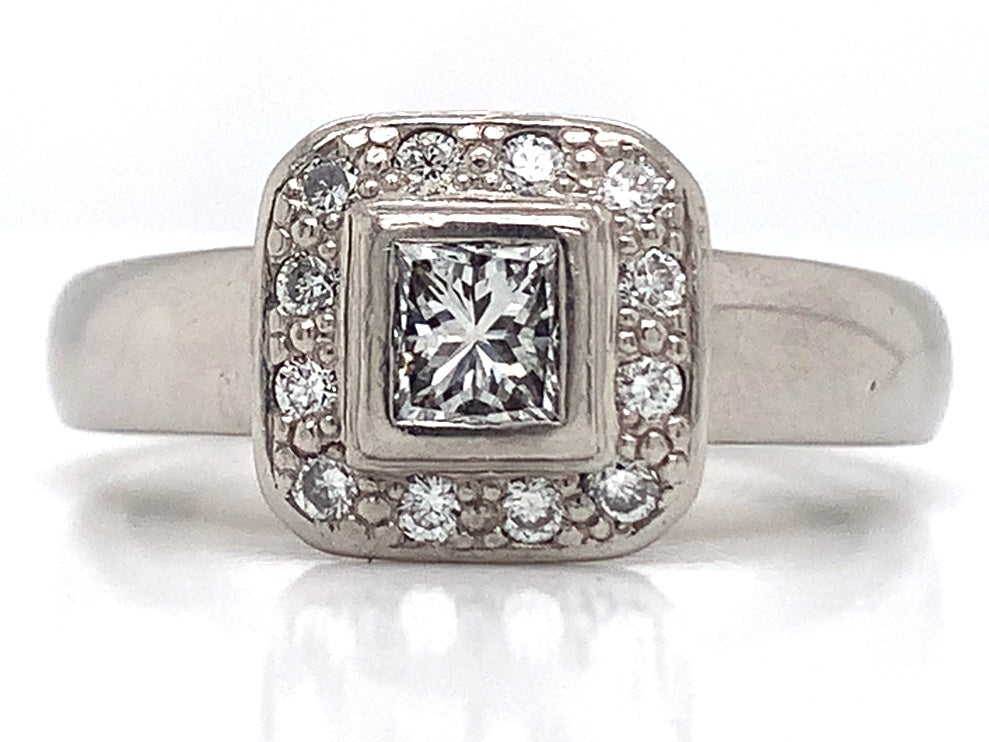 X1494 palladium diamond halo cluster ring tdw 0