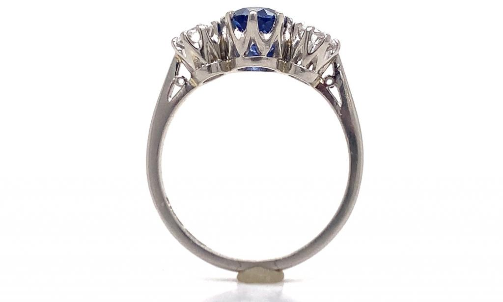 Platinum Sapphire Two Diamond Ring TDW 0.60ct