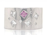Load image into Gallery viewer, 18ct White Gold Pink Sapphire Diamond Wide Ring TDW 0.54ct
