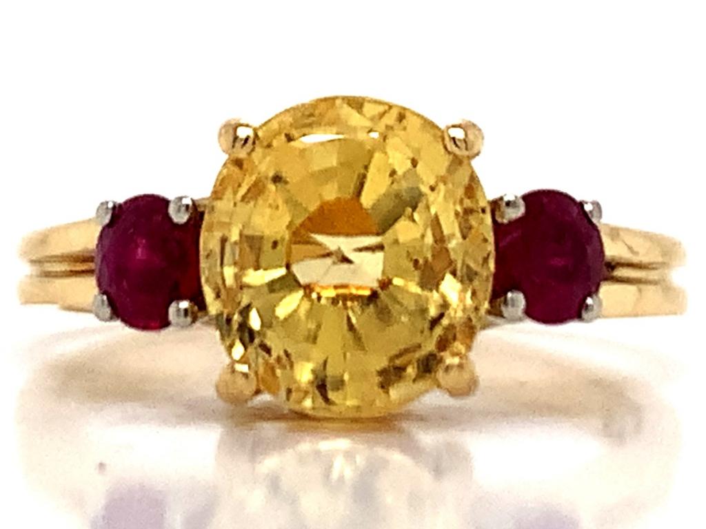 18ct Yellow Sapphire Ruby Ring