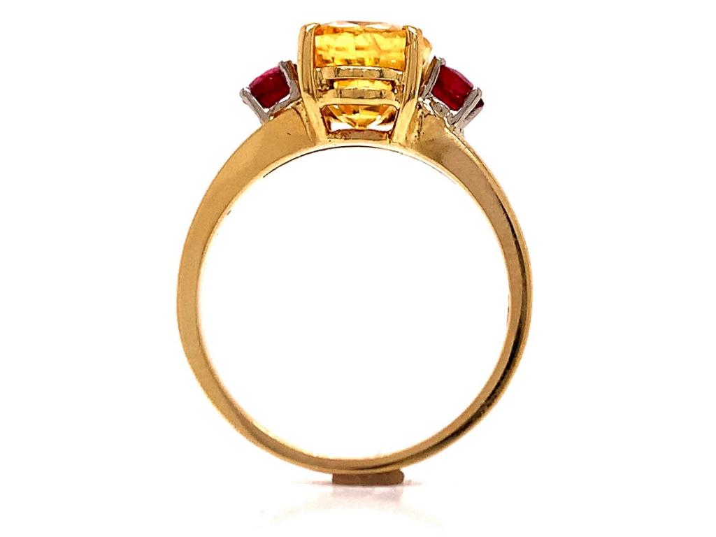 18ct yellow sapphire ruby ring