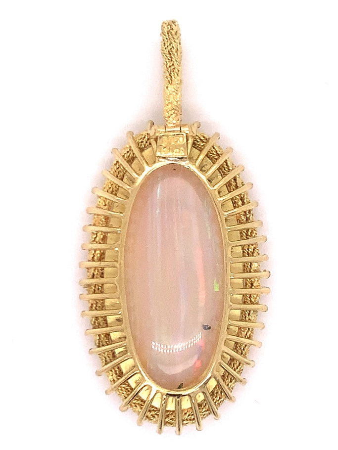 18ct Long Oval Opal Pendant