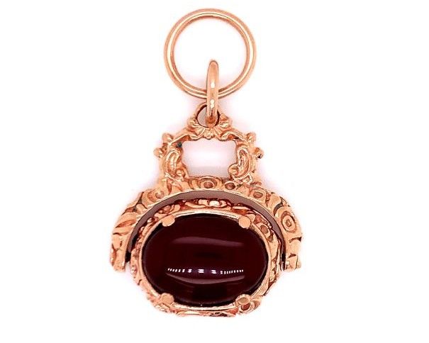 X1516 9ct rose carnelian spinner charm