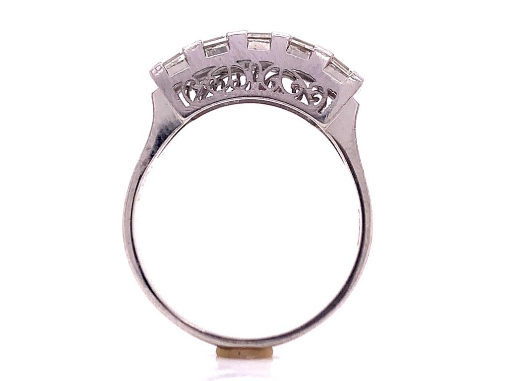 Platinum Five Carre Cut Diamond Ring TDW 1.53ct