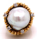 Load image into Gallery viewer, 18ct Baroque Pearl Diamond Ring TDW 0.38ct

