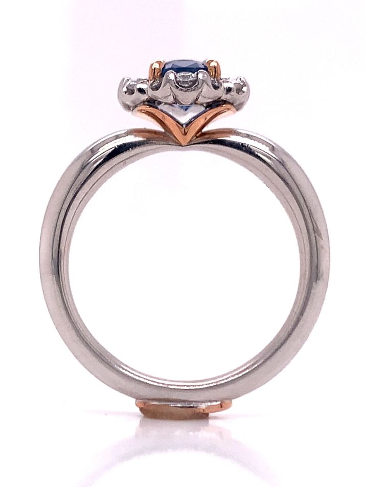 18ct White Gold/Rose Gold Anson Sapphire Diamond Ring TDW 0.28ct