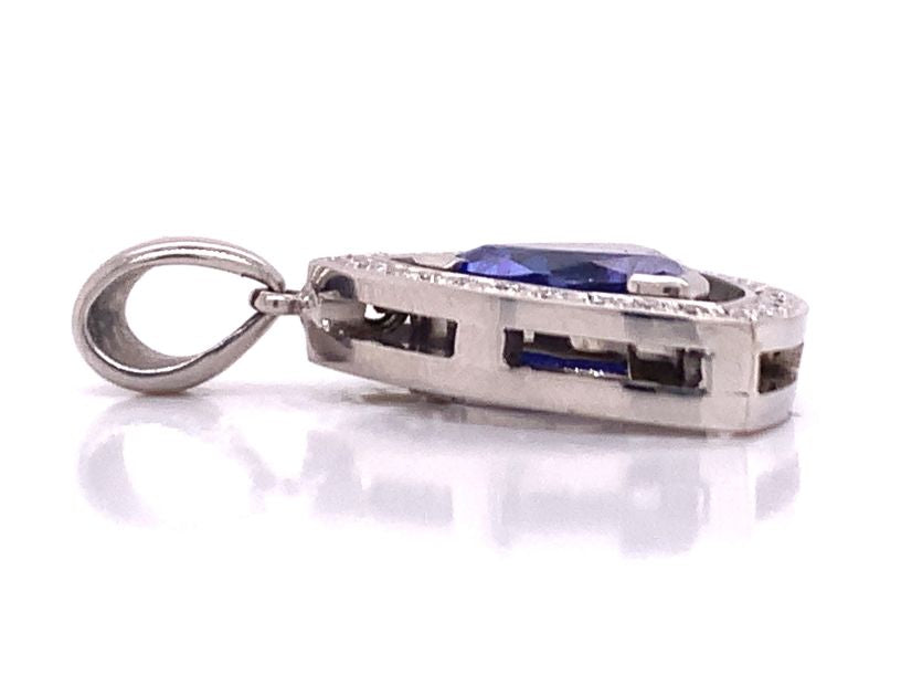 18ct white gold tanzanite diamond pendant tdw 0