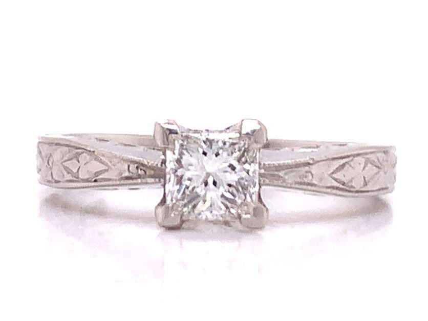 X1524a platinum princess diamond solitaire ring tdw 0