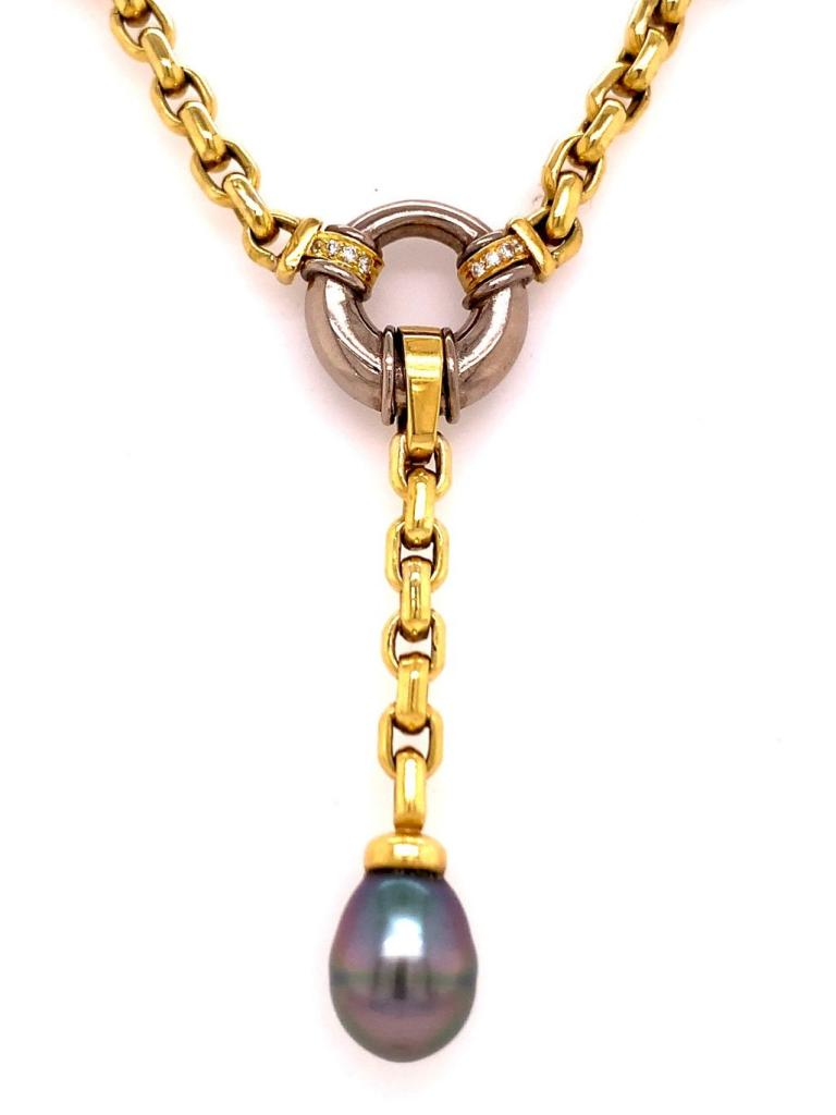 X1525 18ct tahitian pearl diamond necklace