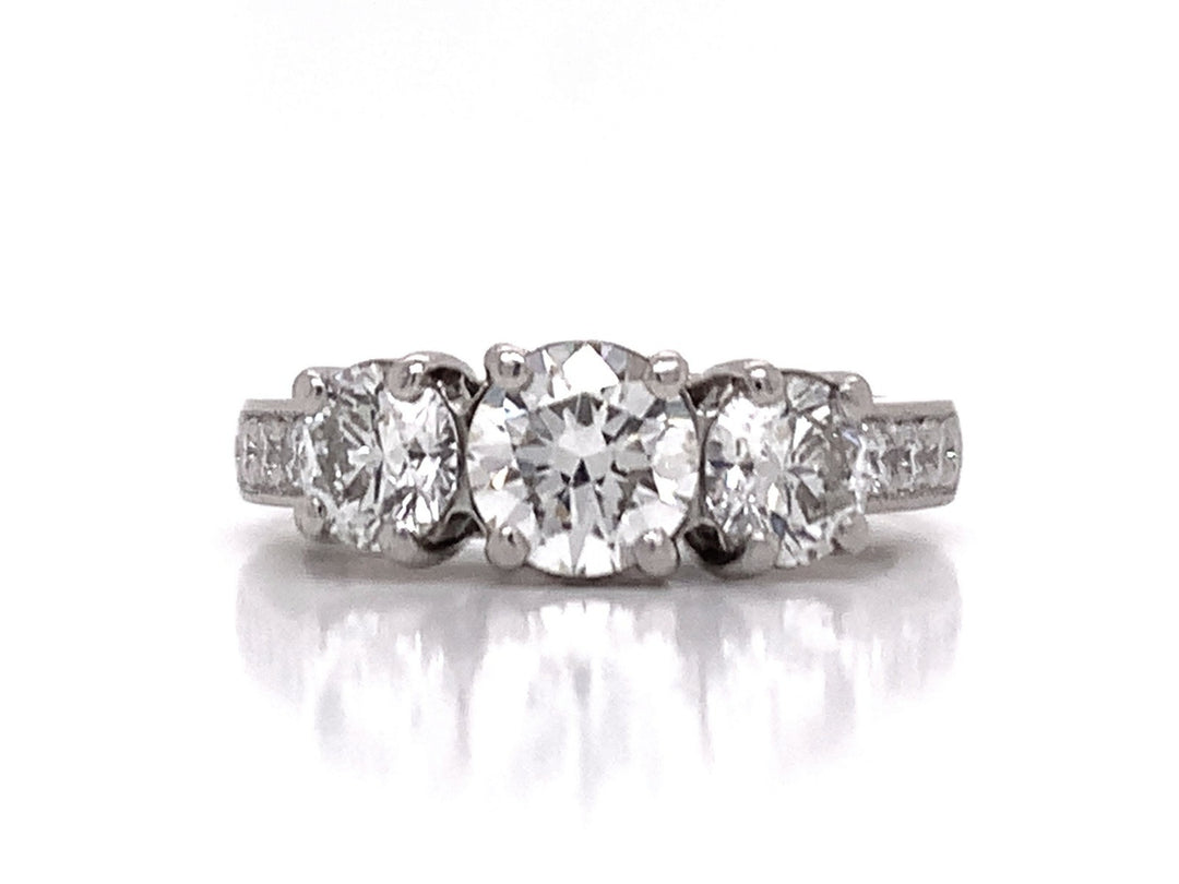 Platinum Three Diamond Ring TDW 1.78ct