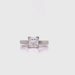Load and play video in Gallery viewer, Platinum Princess Cut Diamond Solitaire Ring TDW 1.37ct
