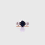 Load and play video in Gallery viewer, 18ct Sapphire Two Diamond Ring TDW 0.50ct
