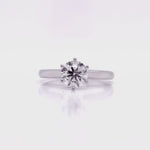 Load and play video in Gallery viewer, 18ct White Gold Diamond Solitaire Ring TDW 1.05ct
